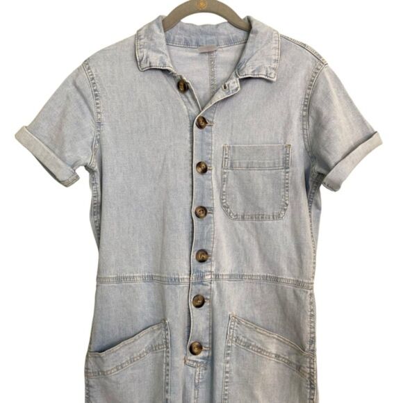 No Boundaries Jean Button Short Sleeve Jumpsuit XS - Picture 3 of 13